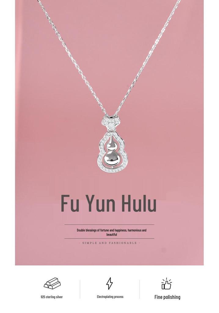 New Chinese Style S925 Sterling Silver Gourd Clavicle Necklace for Women - Trendy Niche Design