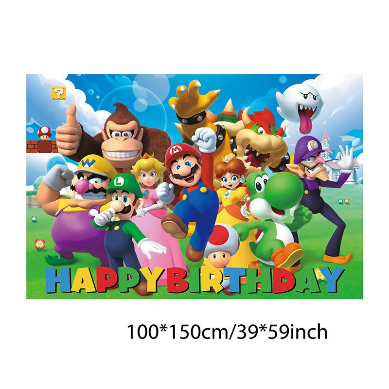 Super Mario Decorações de Mesa de Festa de Aniversário Pratos de Papel Toalha de Mesa Conjunto Para Suprimentos de Festa Infantil