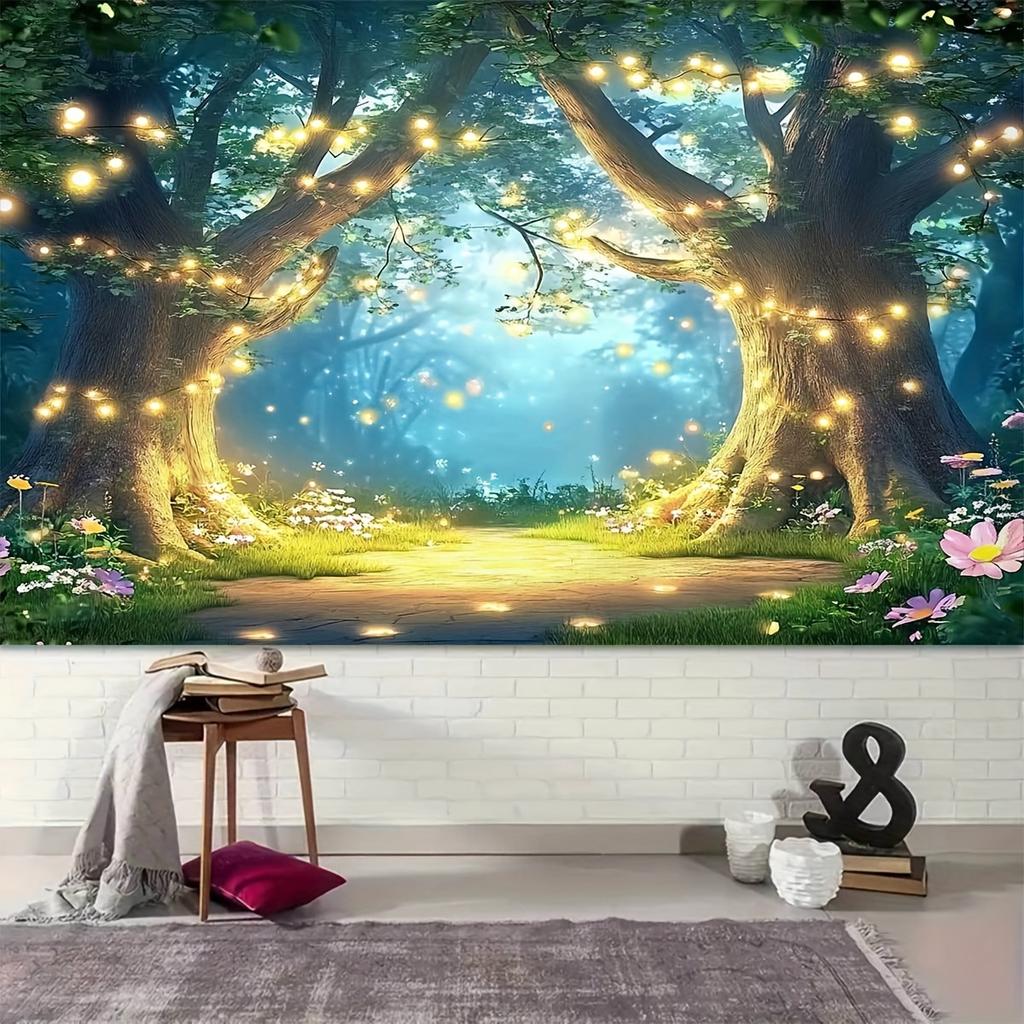 Enchanting Forest Starry Sky Trail Background Suitable for Indoor and Outdoor Photo Parties Birthdays and Anniversaries