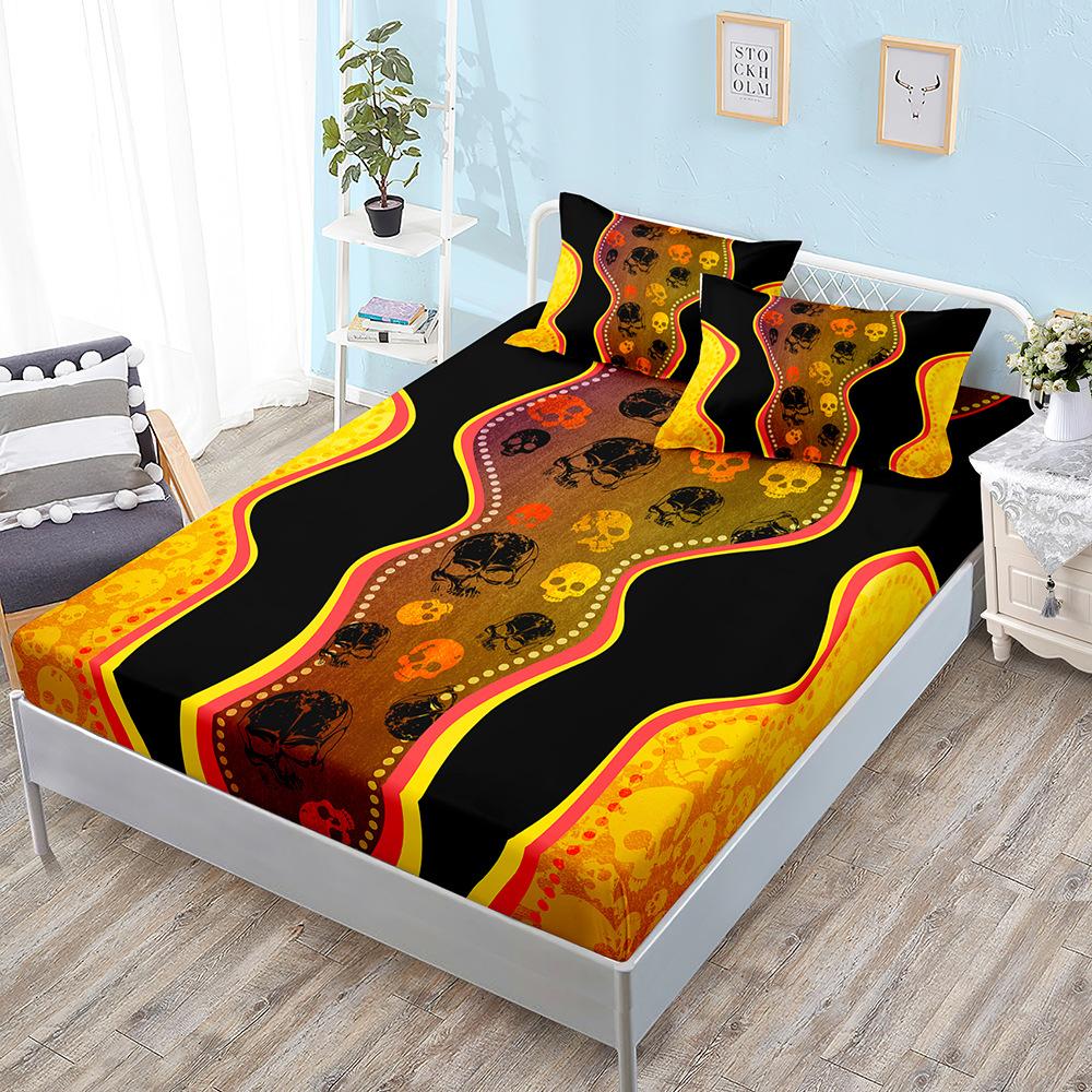 Skull Gothic Kit, Sheet Three-Piece Set, Bedspread Pillowcase, Mattress Protective Cover
