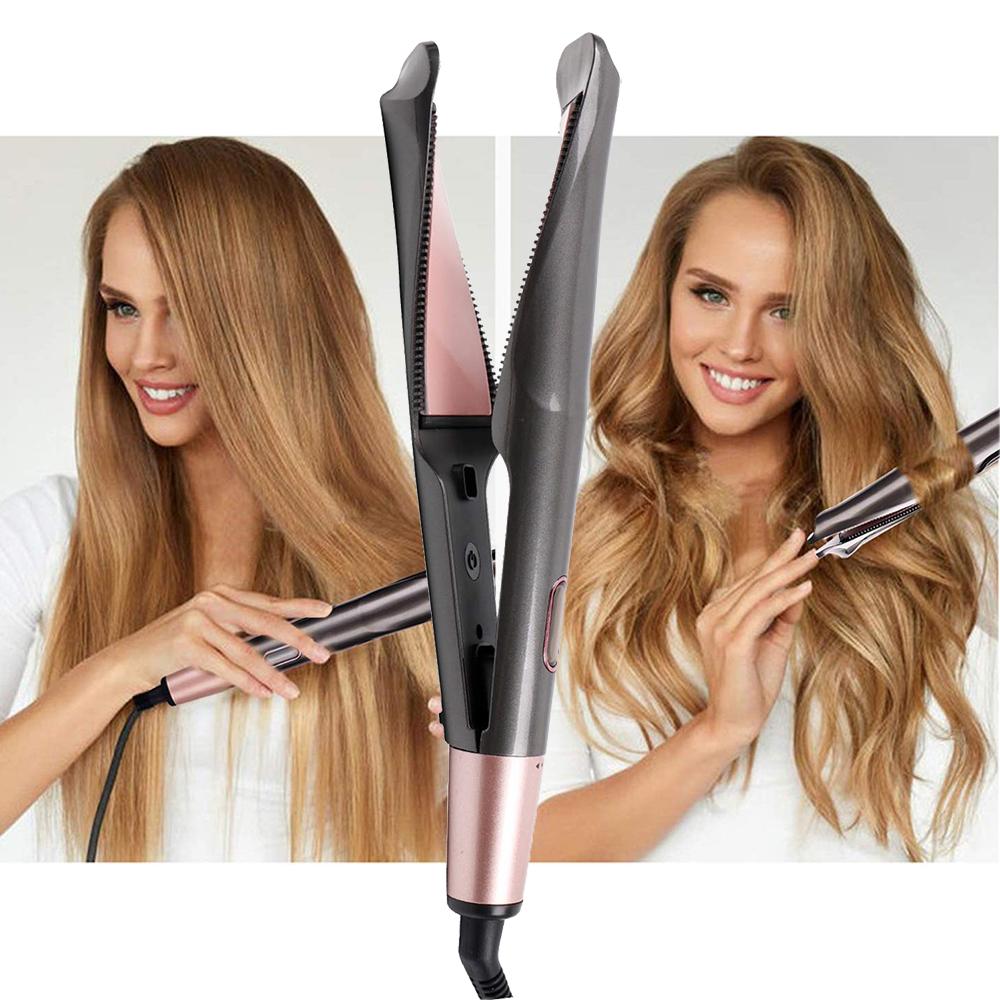 Professional Hair Straightener 2-In-1 Straight & Curler Tourmaline Ceramic Heating Plate Curling Twisted Flat Iron Hair Styling