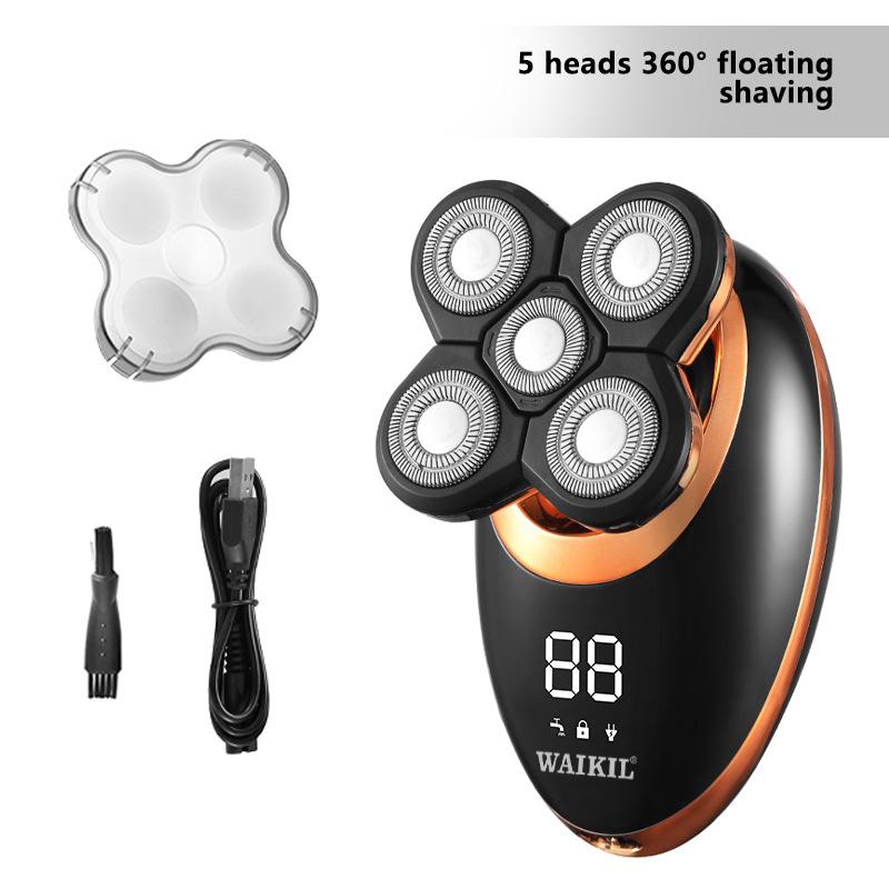 5-in-1 Waterproof Intelligent Razor 1PCS Men's Shaving Bald Head 7-Blade Electric Razor Multi-Functional Barber Set