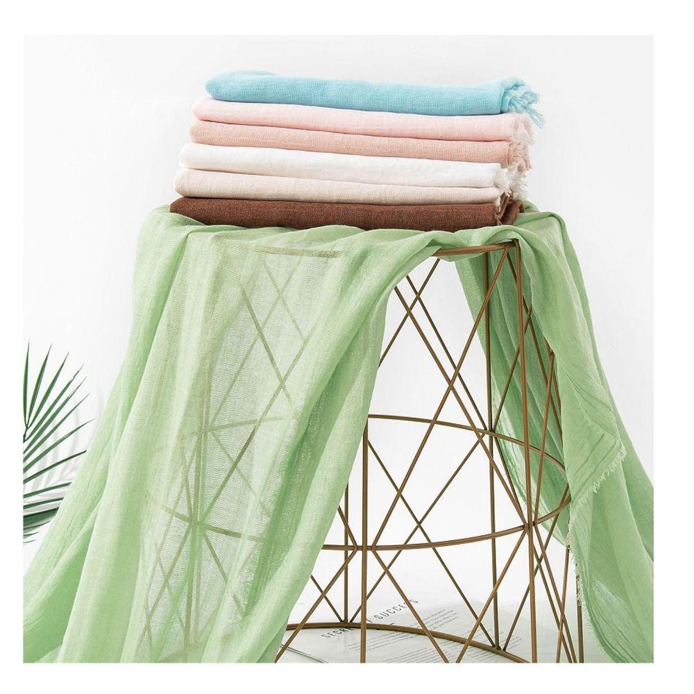 Solid Color Beach Silk Shawl Cotton Linen Bikini Cover-ups Breathable Boho Style  Female