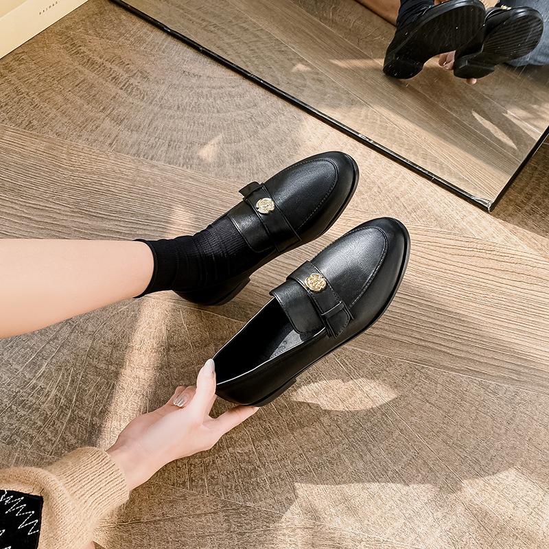 Fashion Women British Style 2025 Spring New Single Shoes Versatile Flat Bottomed Comfortable Fashion Daily Work Thick Heel Casual Pumps