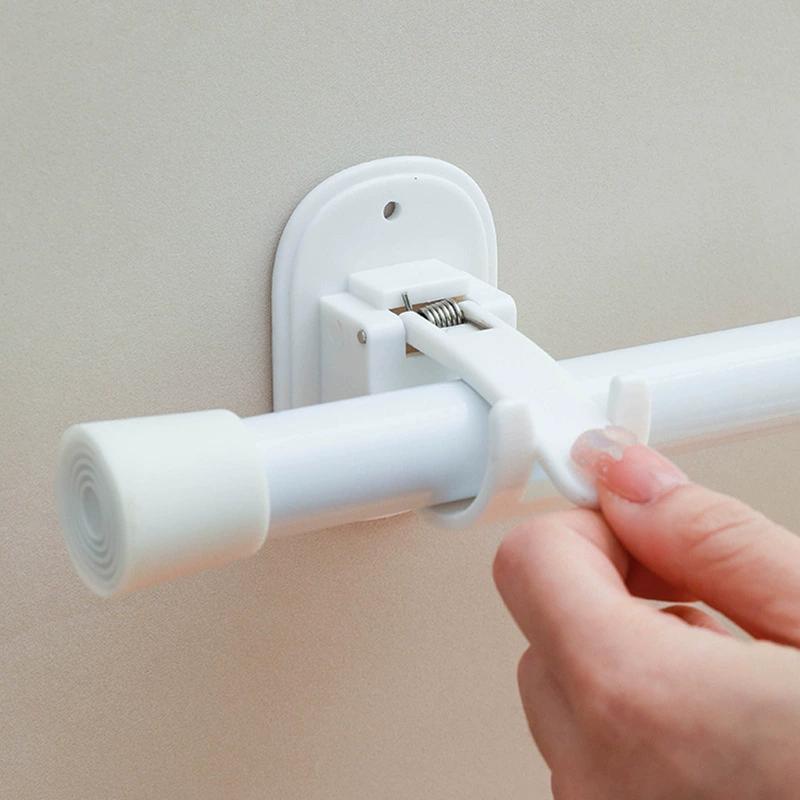 1/2Pcs Adjustable Curtain Rod Clip Self Adhesive Clamp Hook Curtain Rod Holder Wall Bracket Holder Nail-Free Wall Hanging Clip