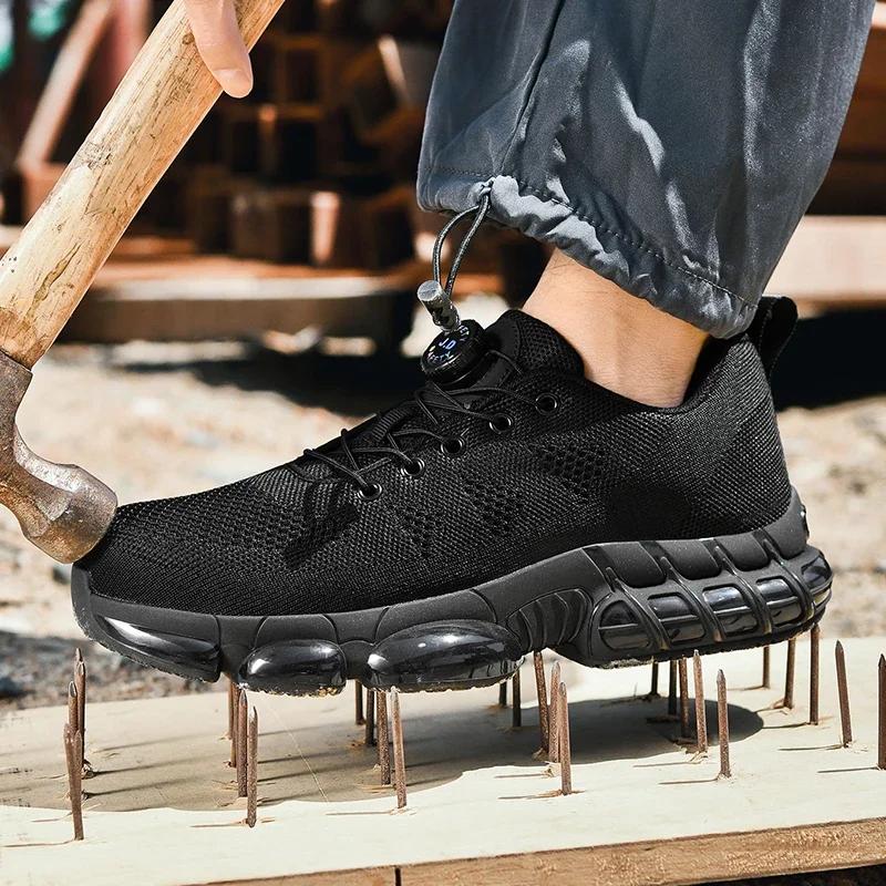 Neue Sicherheitsschuhe Herren Bruchsicher Durchstichfest Arbeitsschuhe Mode Herren Sportschuhe Sicherheitsstiefel Herren Drehknopf