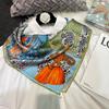Bysifa|New Blue Silk Scarf Hijab Shawl Women Fashion Accessories Head Neck Scarves Printed Fall Winter Square Scarves Wraps 90Cm