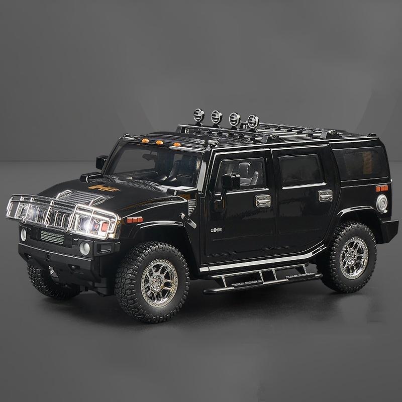 1:18 HUMMER H2 Highway 61 Off Road SUV Alloy Metal Diecast Model Car Children Toy Car With Sound And Light Holiday Gift With Boy