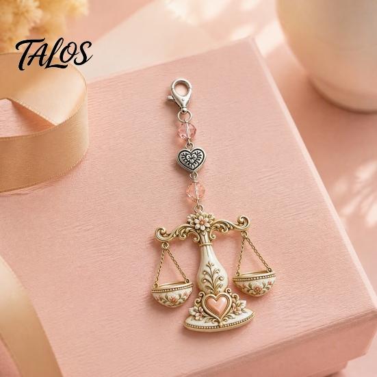 Zodiac Sign Pendant 12 Keychain with Keepsake Card, Star Pendant, Backpack Handbag Purse Charm, Inspirational Gift for Men Women
