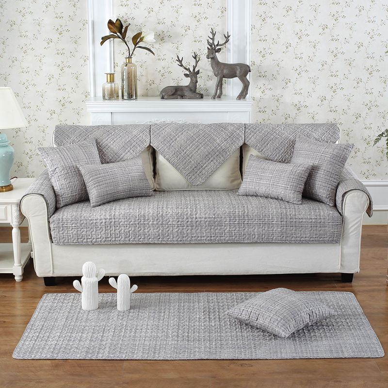 

Modern Living Room Combination Genuine Leather Cotton Non-Slip Fabric Qiansu 70 * 70cm