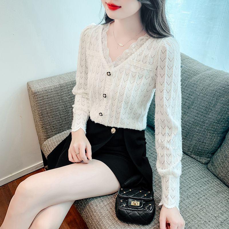 

Новая модная и стильная рубашка с V-образным вырезом и кружевным нижним краем для женщин XXL абрикосовый