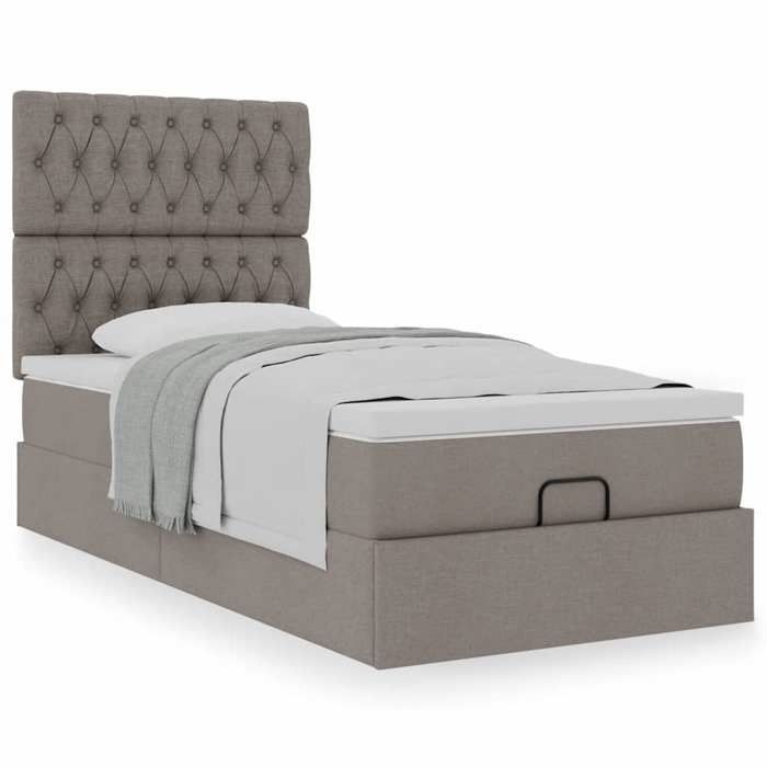 Lit ottoman - Maison Exclusive - 90x200 cm - Tissu taupe - Rangement sous le lit