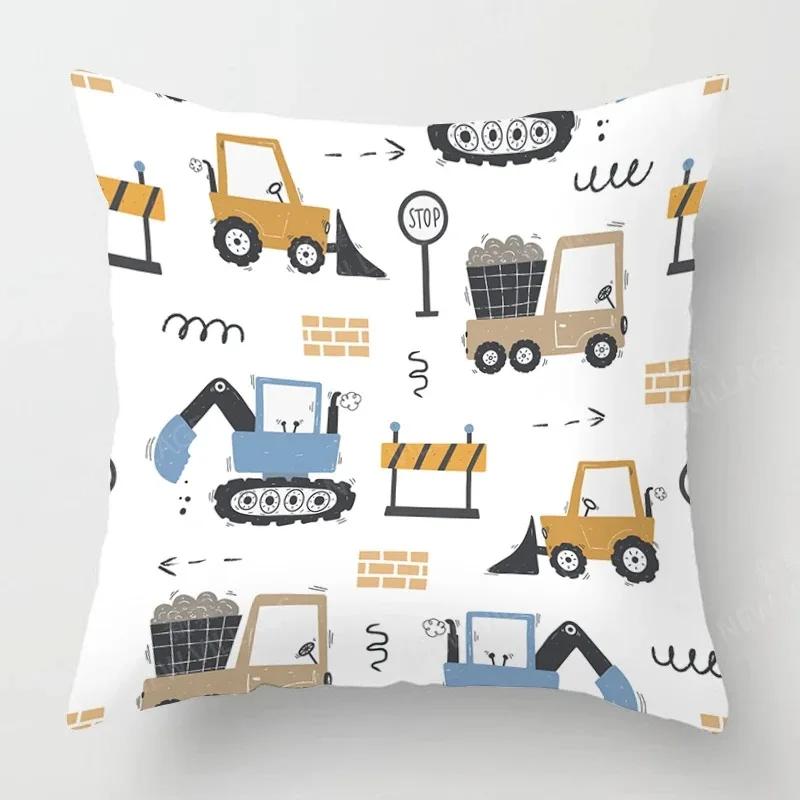 Cute Childlike Suitable for Children Type Square Cushion Cover Polyester Sofa Bedroom Living Room Pillowcase Decoration