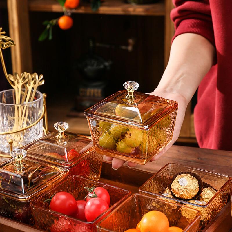 Gehämmertes Glas Snack-Servierset mit Bambustablett