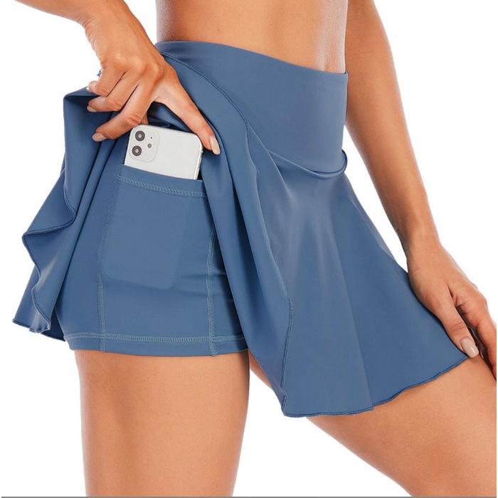 Quick Drying Breathable Outdoor High Waisted Pocket Fitness Yoga Midi Skirt