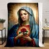 "Virgin Mary with Sacred Rose" Patterned Flannel Blanket Perfect for the Bedroom Living Room, Sofa, or a Little Nap