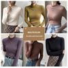 Women's Modal Velvet Half-High Collar Long-Sleeved Slim Warm Bottoming Shirt for Autumn and Winter