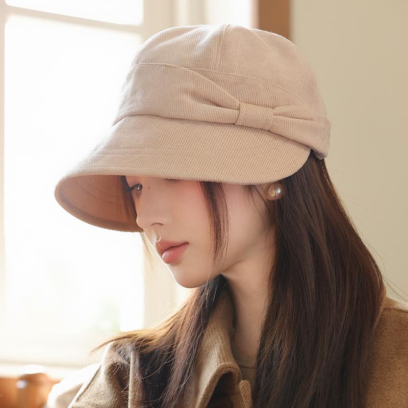 

Autumn hat women s casual versatile basin hat thermal cap big brim small equestrian hat One Size
