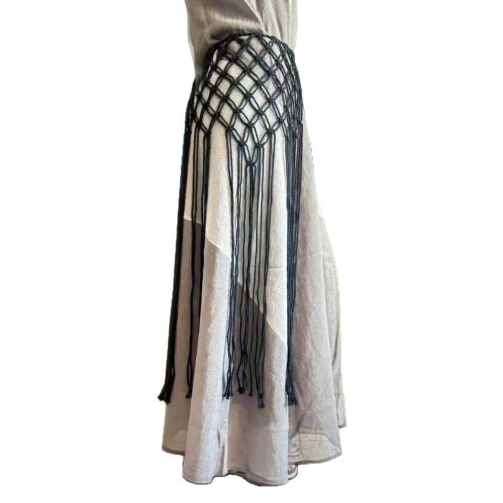 Fashion Bohemian Netted Fringe Waistband Decorative Tassel Ethnic Design Waist Wrap Mesh Tassel Waistband Versatile Styling