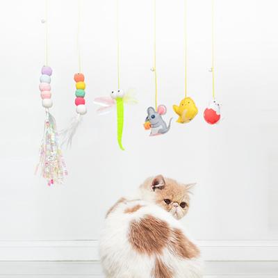 Colorful Door Hanging Cats Swing Toys Catnip Felt Doll Telescopic Elastic Rope Adjustable Buckle