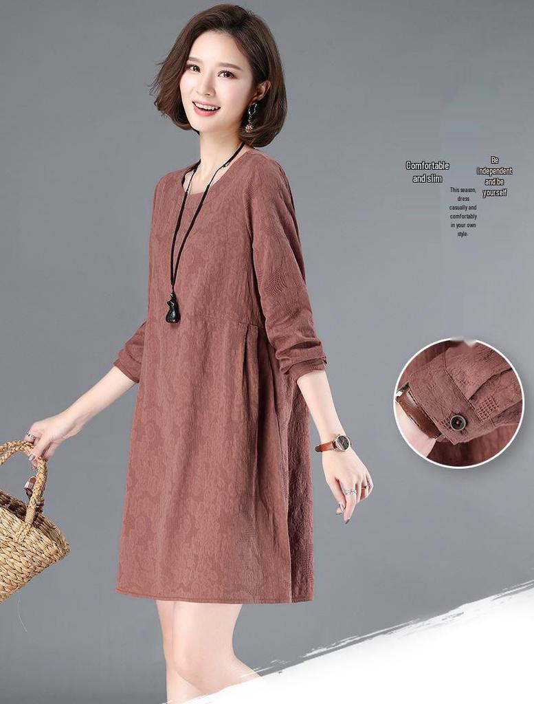 Petite Women's 2024 Spring/Autumn Korean Loose Cotton Linen Casual Short Dress