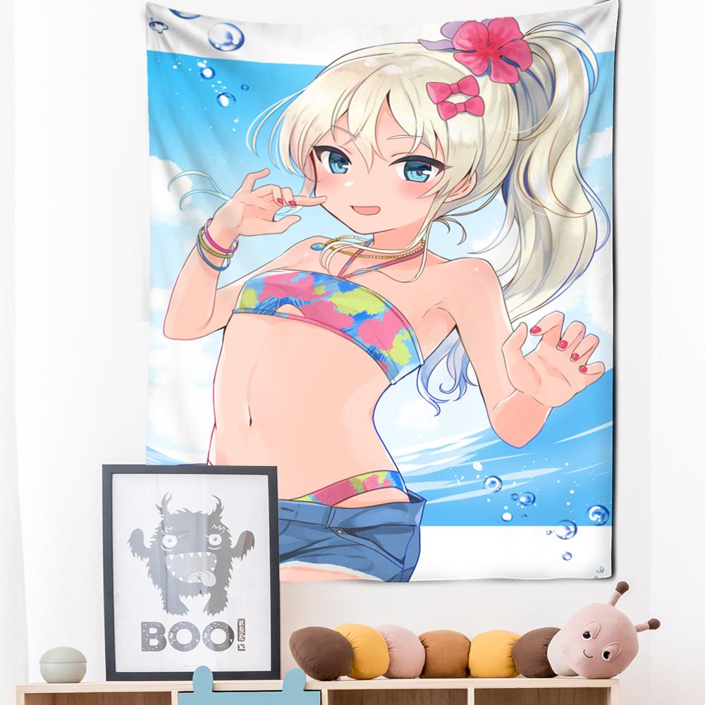 

Гобелен с аниме-игрой для девочек, настенный подвесной мультяшный милый кавайный гобелен для девочек, эстетика комнаты, хиппи, домашний декор 95x70cm