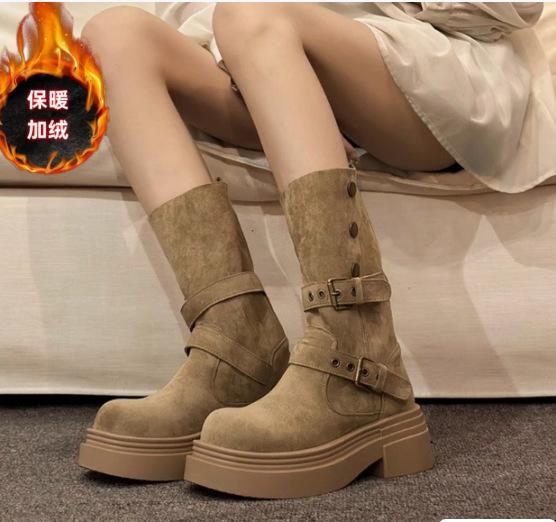 Fashion Women's new spring autumn single boots retro midsole thick soled short boots simple comfortable versatile women's shoes
