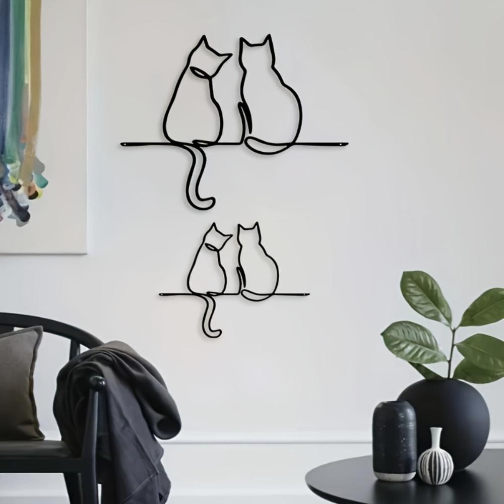 1pc Cat Metal Wall Art, Kitten Decor, Hanging Line Art for Home, Indoor Outdoor Decoration, Simple Dog Design