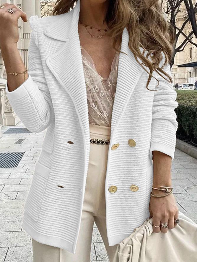 European and American cross-border foreign trade women s clothing Amazon short textured casual top long-sleeved jacket new women s autumn and winter S белый