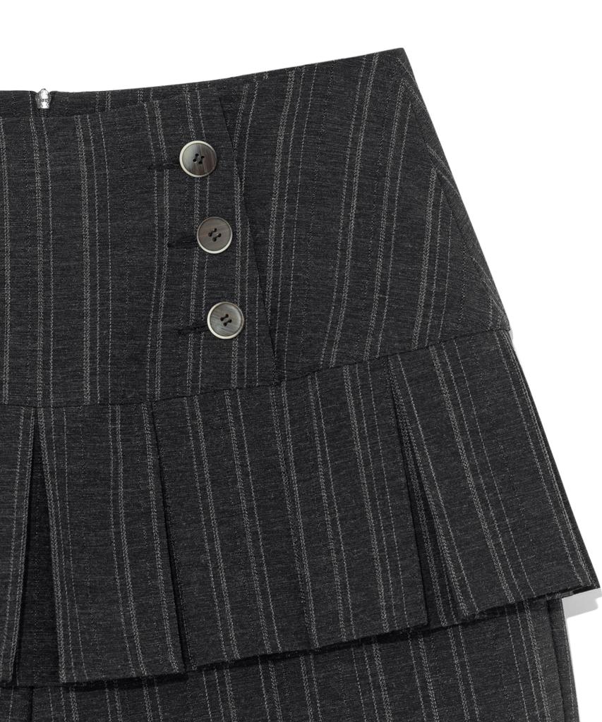 THE COLDEST MOMENT (W) Tcm Skirt Layered Button Pants (Charcoal)