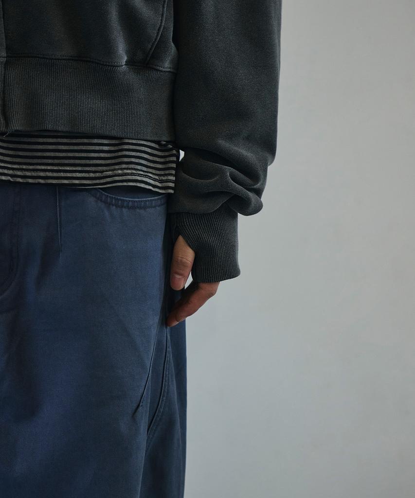 Scrattle_Pixel Vtg Crop Layer Pigment Hoodie Zip-Up [Black]