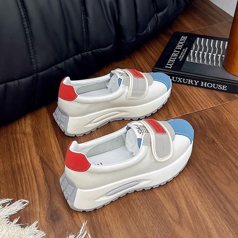 

Жіночі однотонні туфлі на товстій підошві на весну, нові, дихаючі, на липучках, спортивні, повсякденні туфлі, ніс універсальний 39