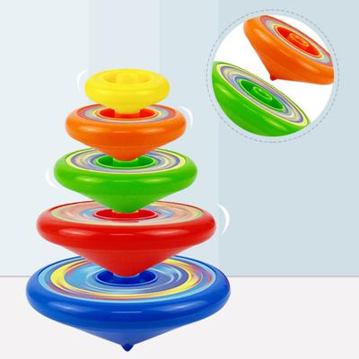 Yousheng 1Pc/1 Set Spinning Top Toy with Launcher Pocket-sized Multi-layer Rotating Gyro Flying Toy Interactive Classic Toys Boys Girls Stacking