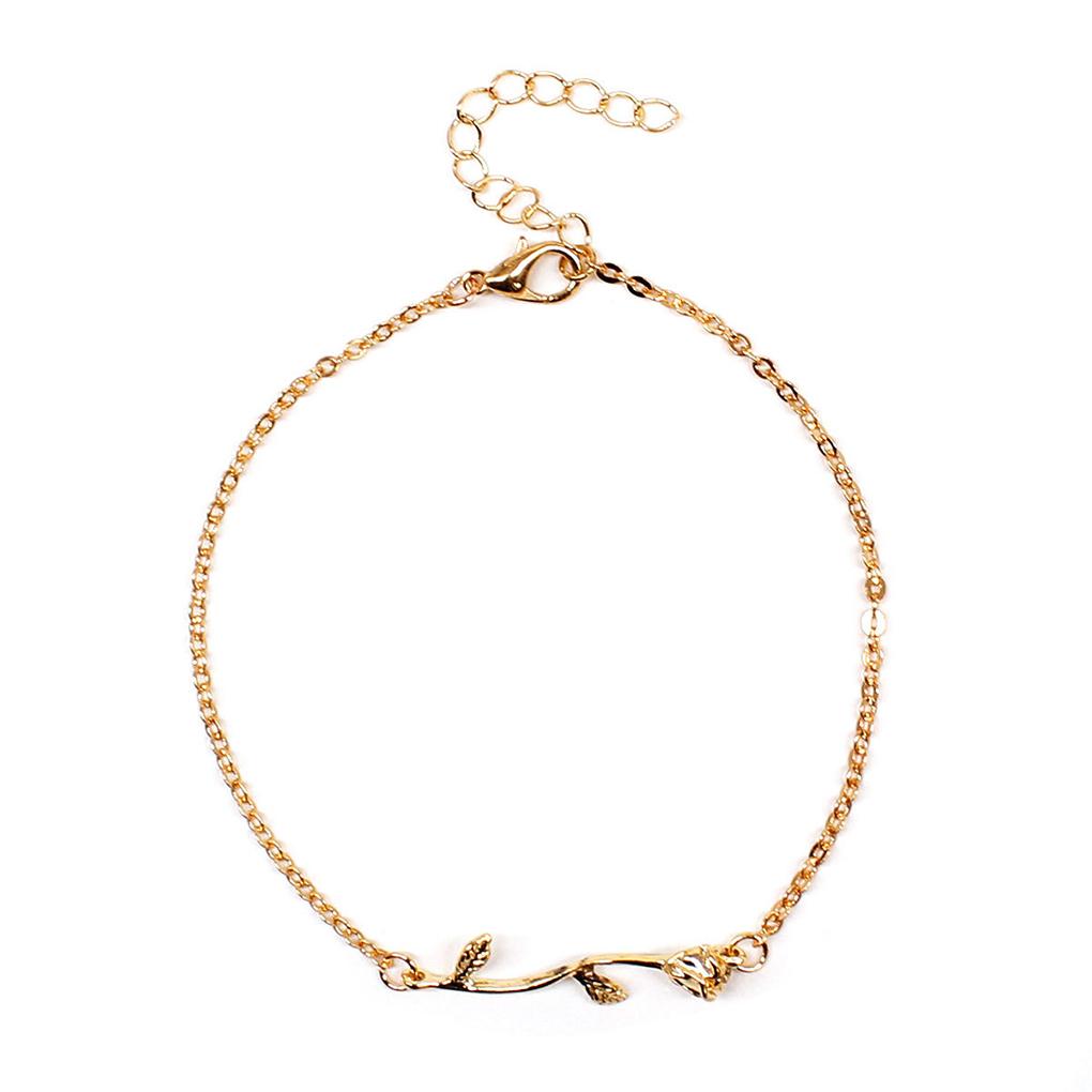 

Ankle Bracelets Valentines Jewelry Roses Style Aesthetic Simple Anklets Foot Sturdy Accessory Chain Day Fashion Gifts for Women золотий