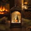 Winter Seasonal Home Decor Christmas Snow Lantern Battery Operated Swirling Water Glittering Vintage Holiday Party Table Centerpiece Santa