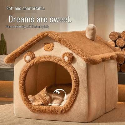 Cuccia Universale Rimovibile Quattro Stagioni per Cani e Nido per Gatti - Casa per Animali Domestici Lavabile per Cani Piccoli e Gatti, Villa Calda Invernale