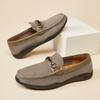 Fashion Handmade Mens Casual Leather Loafers Handmade Casual Driving Flats Slip-on Shoes Comfy Moccasins Metal Buckle Male Business Shoe