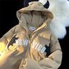 Paare Winter Teufel Brot Kleidung Lässige Kapuzenjacke Bestickte Gefütterte Jacken Mäntel Jacke Winter