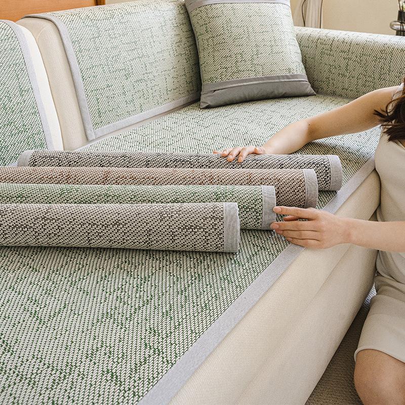 New Summer Sofa Mat, Simple And Modern Cool Rattan Mat, Non-Slip One-Piece Straight Row Sofa Cushion