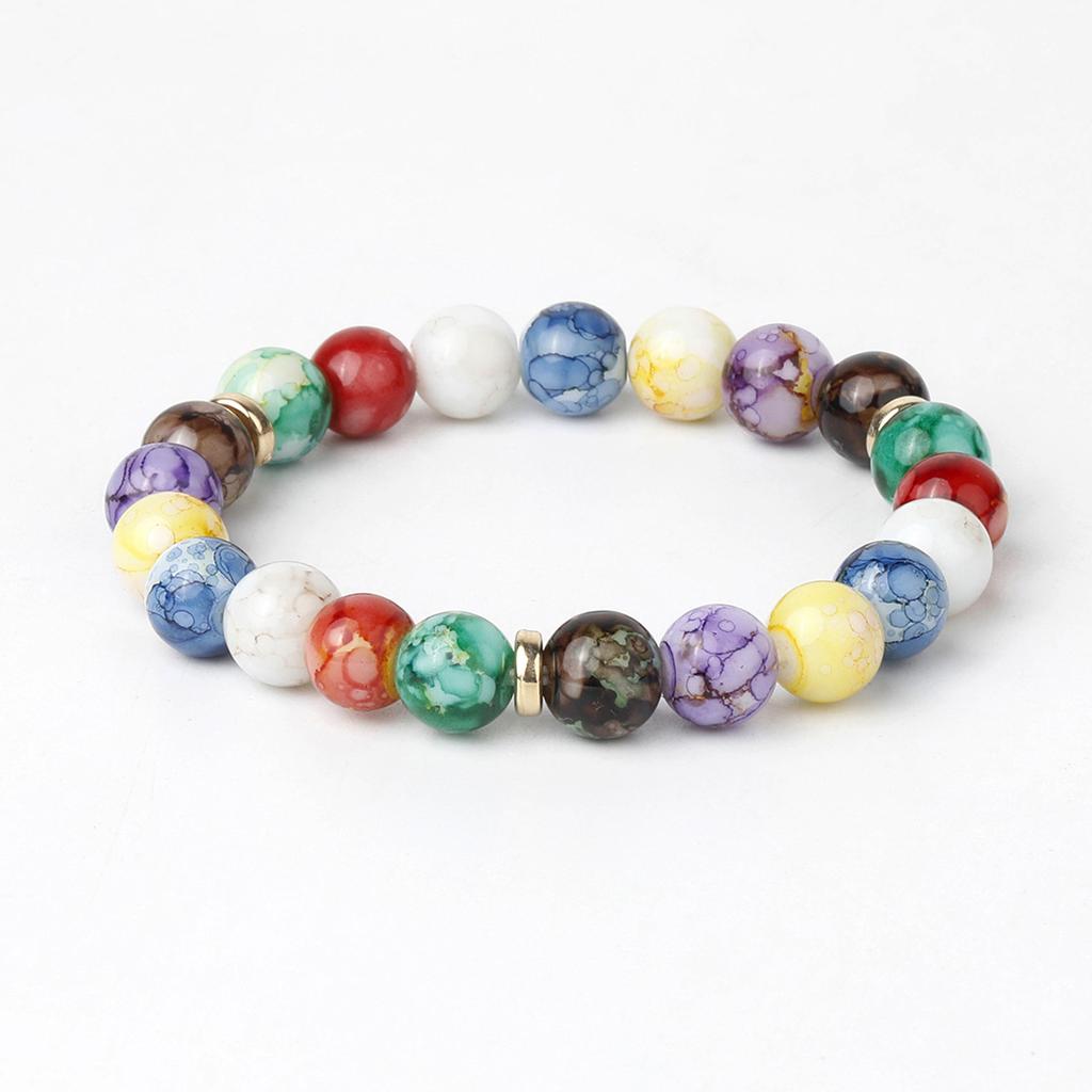 Hot Sale Acrylic Rainbow Beaded Bracelet, Handmade Colorful Balance Bead Stackable Wrist Jewelry