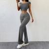 Women's 2 Piece Lounge Outfits Short Sleeve Crop Top High Waisted Flared