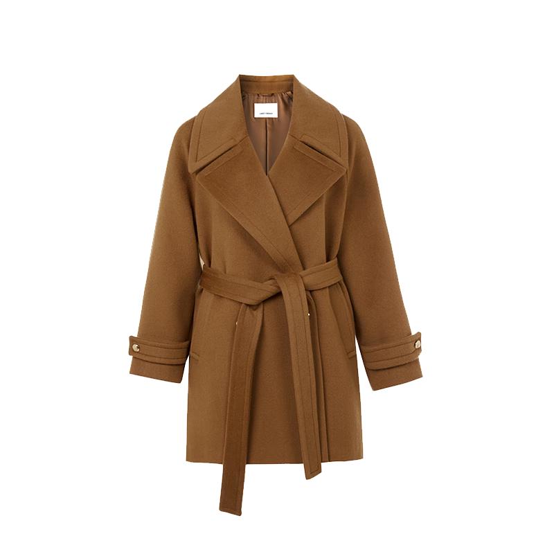 LANGZI Women's Wool Blend Lapel Coat