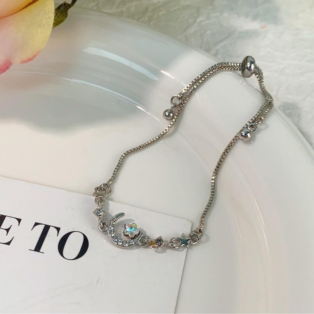 Moon And Elegant Star Crystal Bracelet For Women Chic Zircon Jewelry Alloy