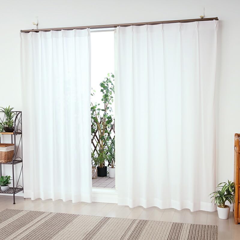 

Tricot Lace UV Hard to See at Solid 4364 200cm Wide x 218cm 1 Ergo Curtains, Mirrored, Heat-Insulating, 86.1% Protection, Night, Color, White, Long,