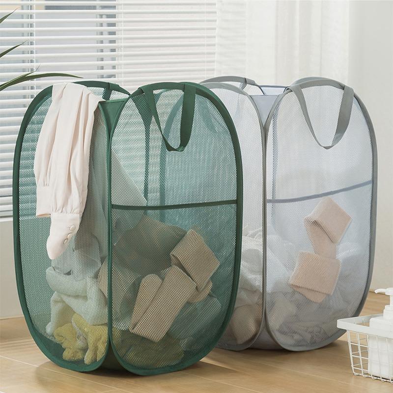 Mesh Pop Up Laundry Hamper Laundry Basket Side Pocket Collapsible Laundry Basket