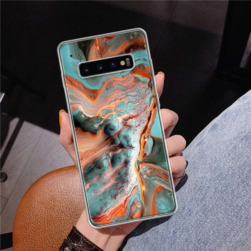 Fashion Geometric Marble Cover Phone Case For Samsung Galaxy S10 Plus S20 FE S21 S22 Ultra S10E S9 S8 + S7 Edge J4 Housing Shell