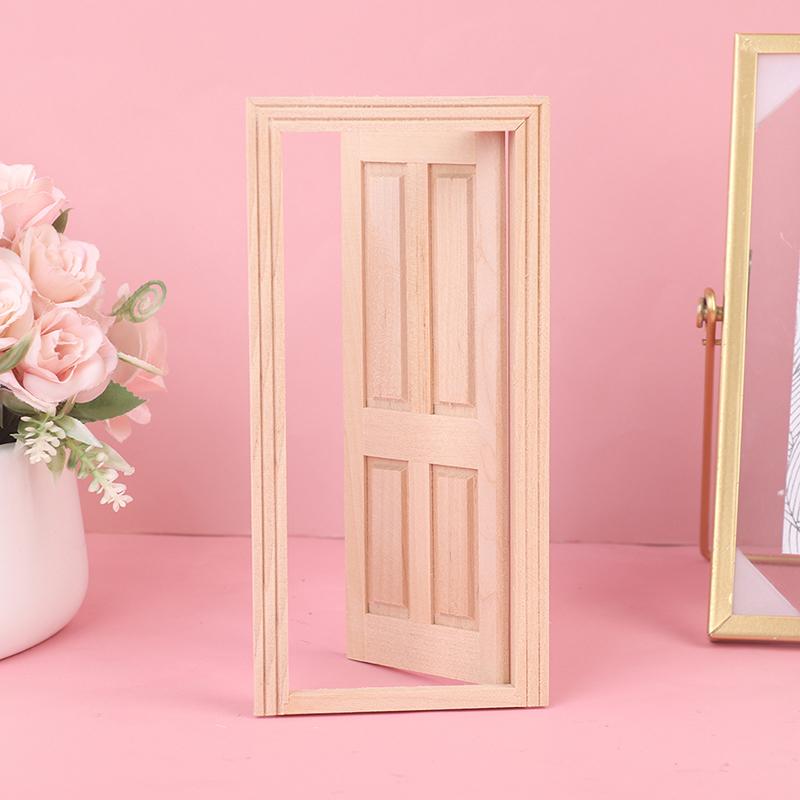 1/12 Dollhouse Miniature Wood External Door Unpainted Doll House Diy Accessories