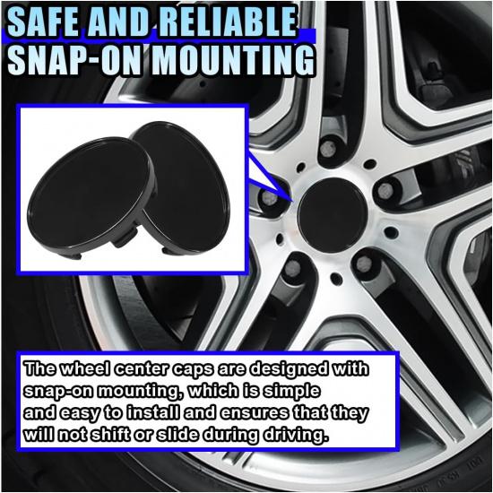 4PCS Car Wheel Center Cap, ABS Snap-in Wheel Hub Cap with 54mm/2.13'' Outer Diameter, 51mm/2'' Inner Diameter, Universal Rim Center Hub Caps Cover