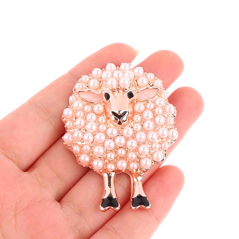 Broșă Animal Desene Animate Incrustată cu Perle Broșă Oaie Norocoasă Minunată Aliaj Broșă Cadou