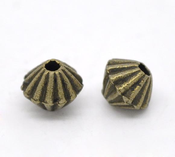 30/70/100/200pc Vintage Loose Spacer Bead Bicone Flying Saucer Dot Carved Antique Bronze Color Metal Beads DIY Necklace Jewelry